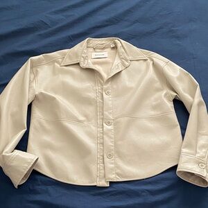 Babaton / Aritzia Cream Faux Leather Jacket/ shirt